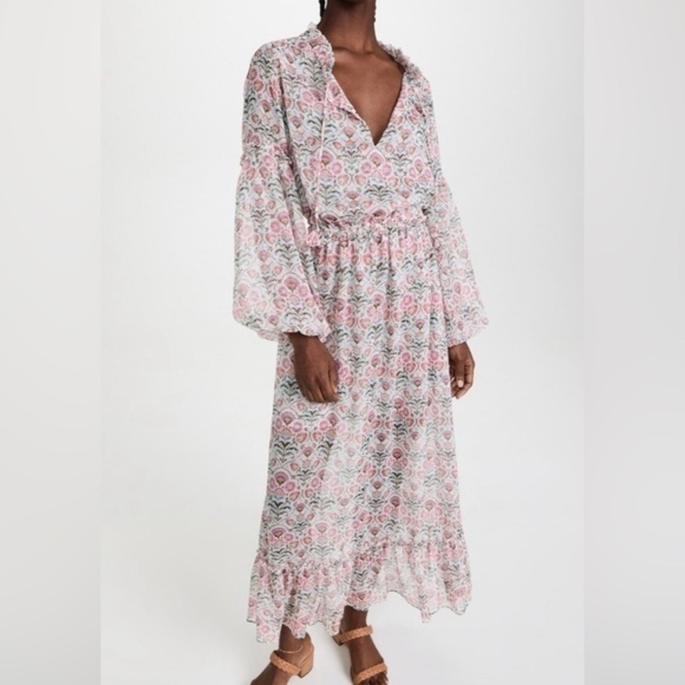 Misa Los Angeles Floral Pink and White Maxi Amaya Dress
